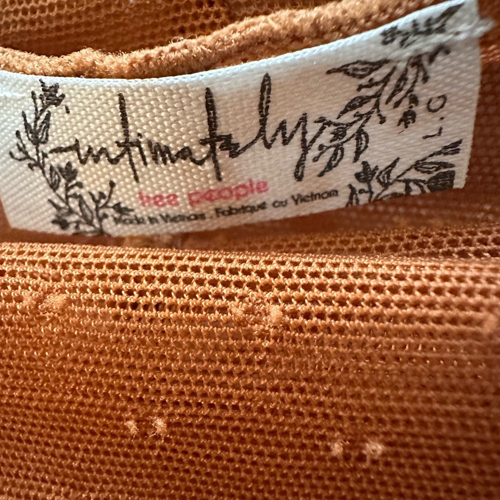 Free People x intimately. Sheer, Orange, Long Sleeve Top. Size Large. - Picture 13 of 16